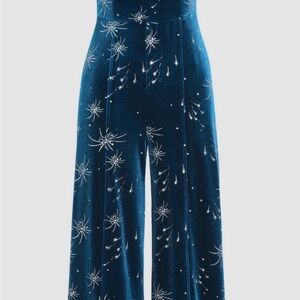 Cider Blue Velvet Jumpsuit